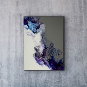 Large Modern Abstract Canvas White Gray and Purple